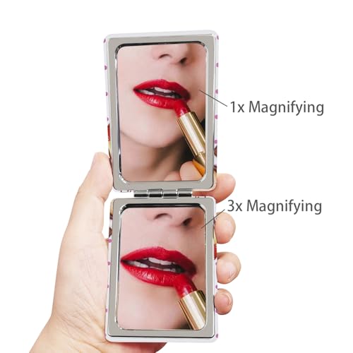 Pocket Mirror for Women 2-Pack 1X/3X Magnifying Compact PU Leather