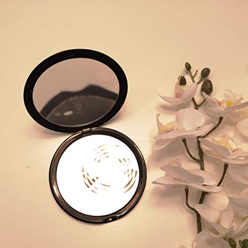 Black Makeup Pocket Mirror with 10x Magnification & Regular Mirror