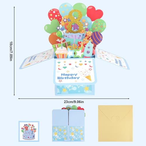 Penitue 3D Pop-Up Birthday Card Box with Balloons and Gift Design