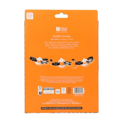 Halloween Paper Garland - 100 Precut Chains with Spooky Prints
