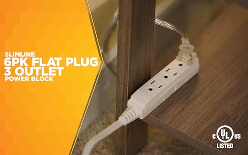 Woods 13-Foot SlimLine Angled Flat Plug Extension Cord, 3 Grounded Outlets