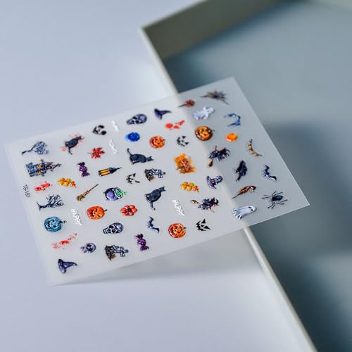 Sevgob 5D Embossed Halloween Nail Art Stickers Ghost Pumpkin Decals