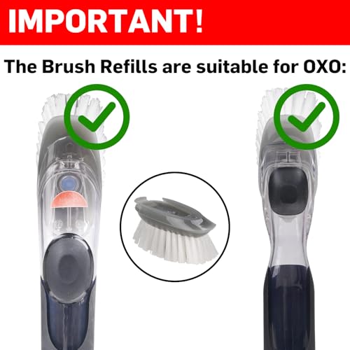4 Pack OXO Dish Brush Replacement Heads for Soap Dispenser