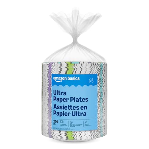 Amazon Basics 8.62 Inch Disposable Paper Plates - Pack of 880, Sturdy & Microwave Safe
