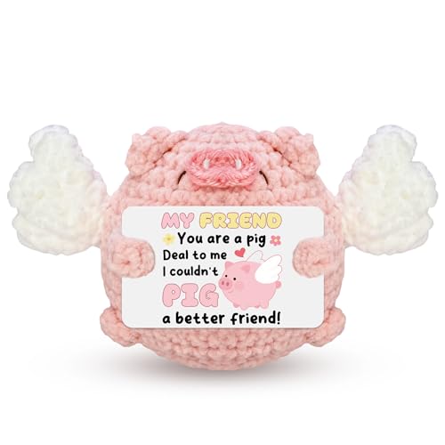 Handmade Crochet Pink Pig | Funny Friendship Gift for Women