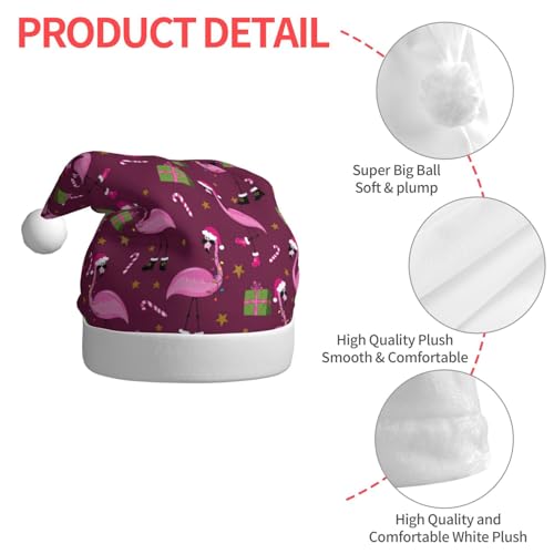 Christmas Santa Hat Plush Hat for Men Women New Year Holiday Party Black13 Variation