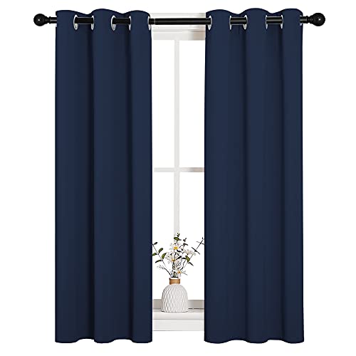 NICETOWN Navy Blackout Curtains - 29"W x 45"L Thermal Insulated Grommet Set