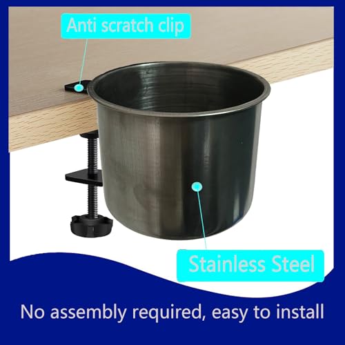 Stainless Steel Desk Cup Holder - Anti-Spill Clamp for Office & Gaming