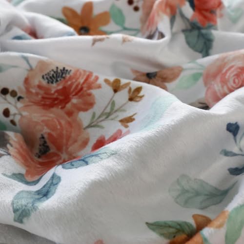 BORITAR Floral Minky Baby Blanket - Soft Plush 30x40 Inch
