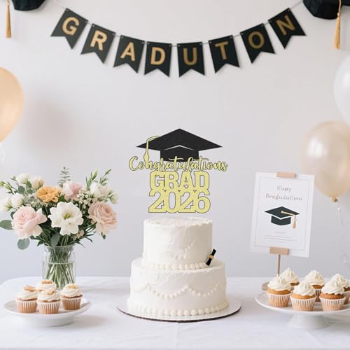 2026 Graduation Cake Topper - Congrats Grad Party Decoration