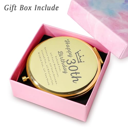 30th Birthday Engraved Compact Mirror Gift for Women by QUSTGO