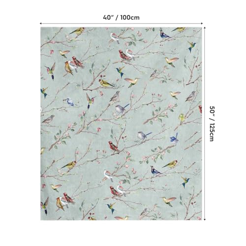 Horaldaily Green Bird Branch Flannel Throw Blanket, 40x50 Baby Size