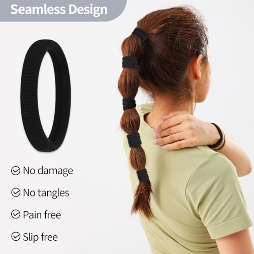 Fishinsea 150 Pcs Black Elastic Hair Ties No Damage Hair Elastics