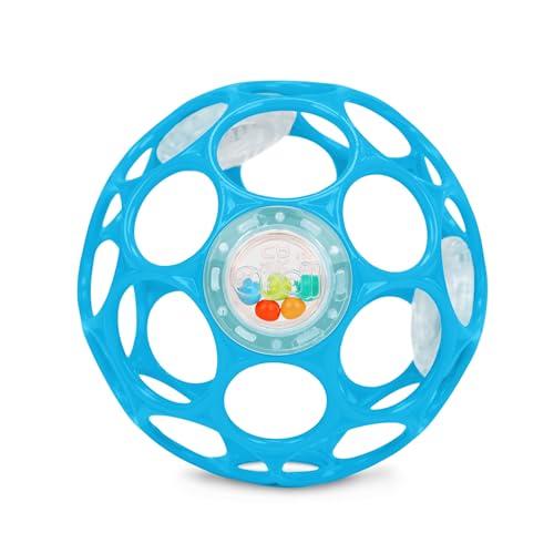 Bright Starts Oball Easy-Grasp Rattle Toy - Blue, 4-Inch Infant Toy
