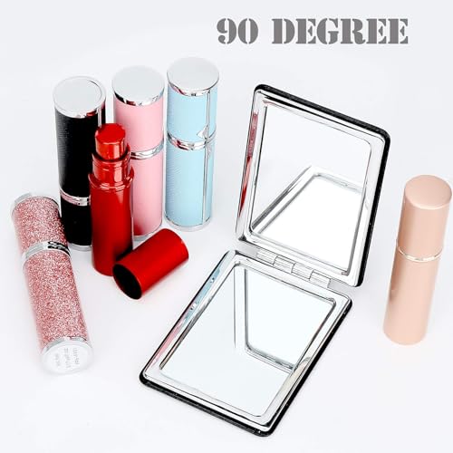 Compact Double-Sided Travel Mirror - Black Folding Pocket Makeup Mirror