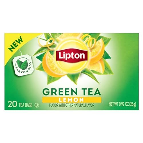 Lipton Lemon Green Tea Bags - Unsweetened & Flavored, 20 Count
