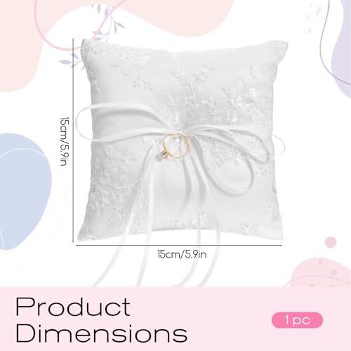 Elegant White Cotton Wedding Ring Bearer Pillow with Lace Trim