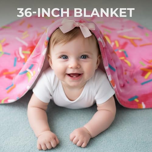 Zulay Kitchen Pink Glazed Donut Blanket - Soft Flannel Throw for Adults & Kids, 36 Inches
