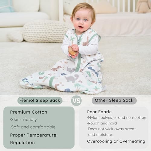 FIEMOL Baby Sleep Sack 0-6 Months, 100% Cotton Wearable Blanket