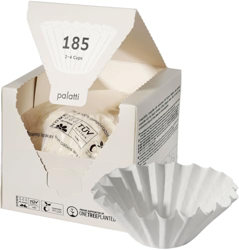 Palatti 185 Basket Coffee Paper Filters, 100 Count for 2-4 Cup Drippers