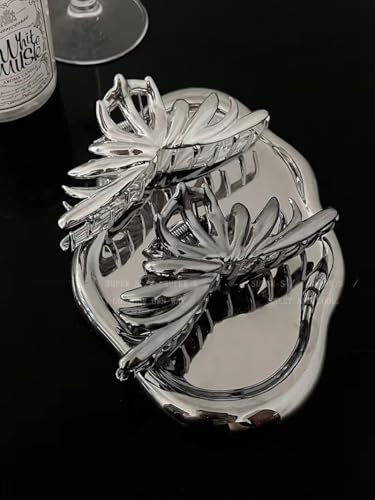 Zinzin Irregular Metal Hair Claw Clip - Non-Slip Liquid Metal Hair Barrette for Thick and Fine Hair (Grey)