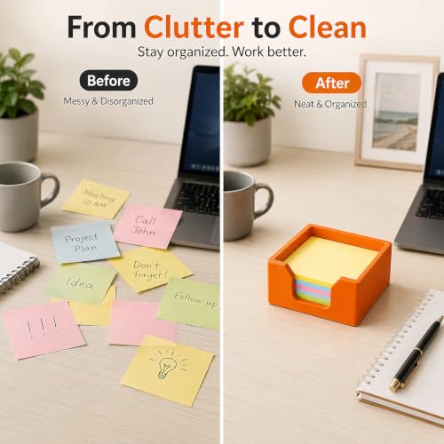 Orange 3D Printed Sticky Note Holder - Desktop Organizer for Memo Pads