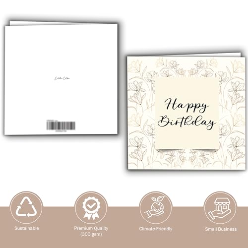 Elegant Floral Birthday Card with Kraft Envelope - 5.9x5.9 in