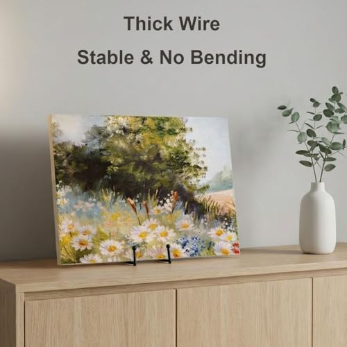 Hoewina 6 Inch Metal Plate Stands for Display - 3 Pack, Matte Black Easel