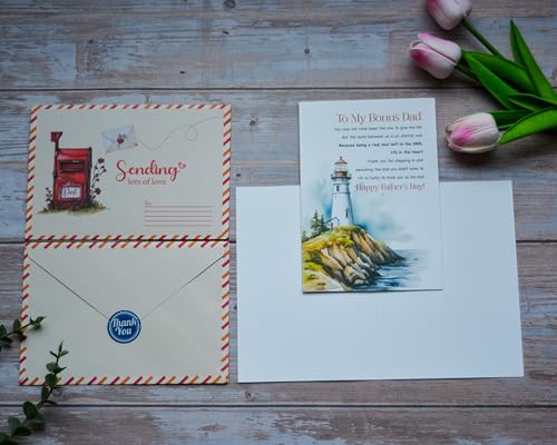 Heartfelt Father's Day Card for Bonus Dad with Seal & Envelope