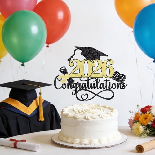 2026 Graduation Cake Topper - Congrats Grad Party Decor