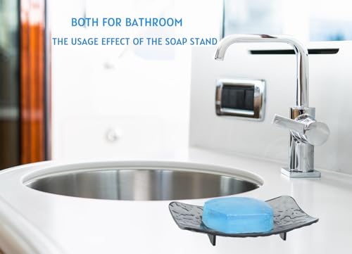 Self-Draining Soap Dish Set of 2 - Black & White Bathroom Holder