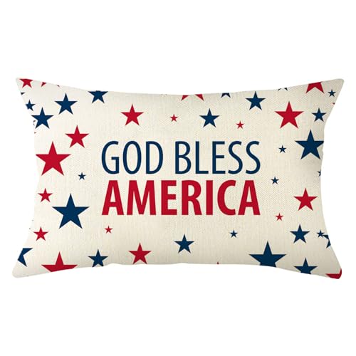 God Bless America Patriotic Throw Pillow Cover - 12x20 Inch