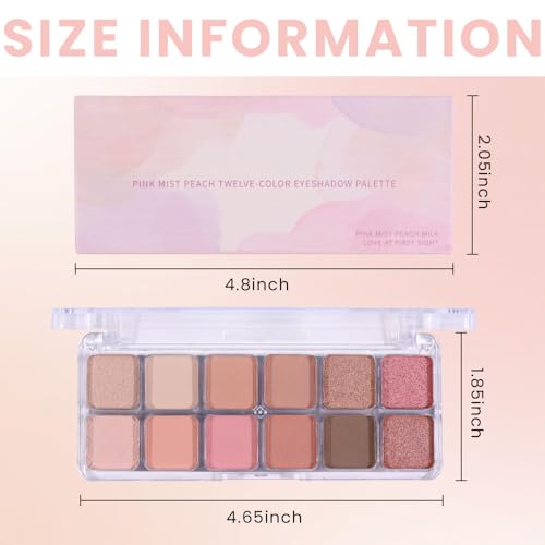 SUAKE 12-Color Nude Pink Eyeshadow Palette Matte and Shimmer Eye Makeup