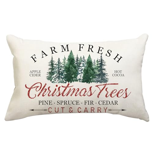 Farm Fresh Christmas Trees Pillow Cover 12x20 - Holiday Cushion Case