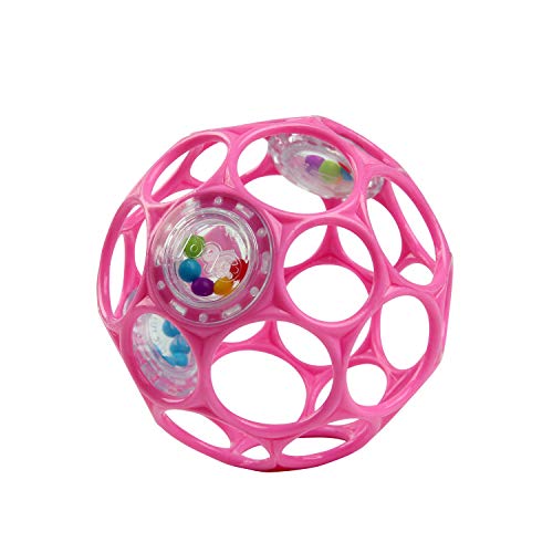 Bright Starts Oball Easy-Grasp Baby Rattle Ball - Pink, 4 Inches