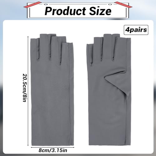 4 Pairs Sun Protection Gloves for Women - Fingerless, Non Slip, UV Protection for Gel Nail Lamp, Cycling, Running