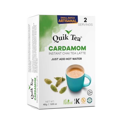 QuikTea Instant Cardamom Chai Tea Latte - 2 Count, Low Caffeine