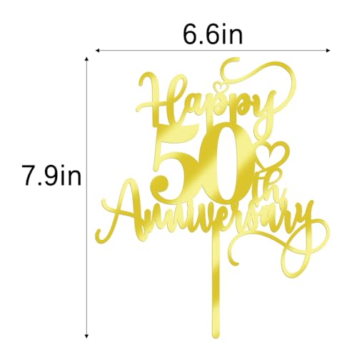 Acrylic Happy 50th Anniversary Cake Topper - Pre-Assembled