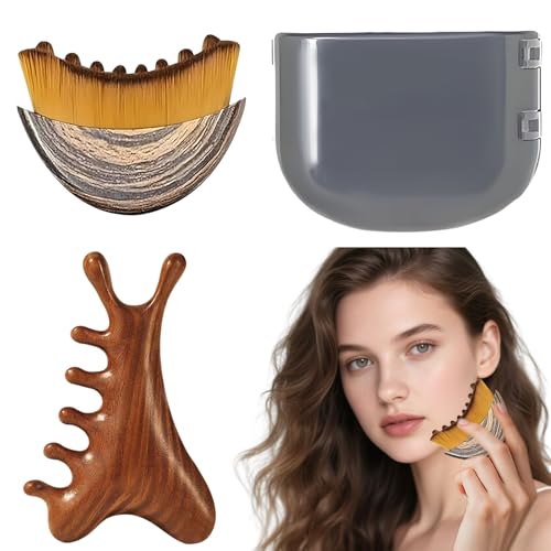 Lymphatic Contour Face Brush & Wooden Facial Massage Tool Set