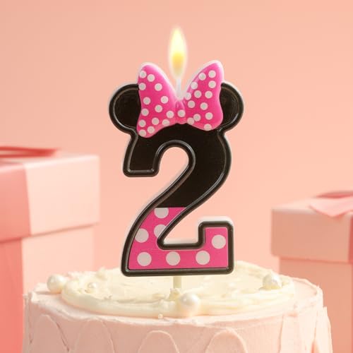 2.76 Inch Pink and Black Cartoon Number 2 Birthday Candle