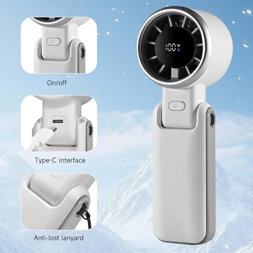Lilampts Portable Handheld Turbo Fan, 5-Speed USB Rechargeable Fan - White