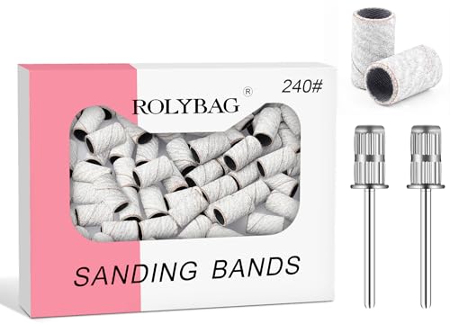 Rolybag 240 Grit Nail Drill Sanding Bands with Mandrel Bits Set