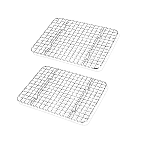 TeamFar Stainless Steel Cooling Rack 8.75x6.25 Inches - Heavy Duty Baking Grid, Set of 2