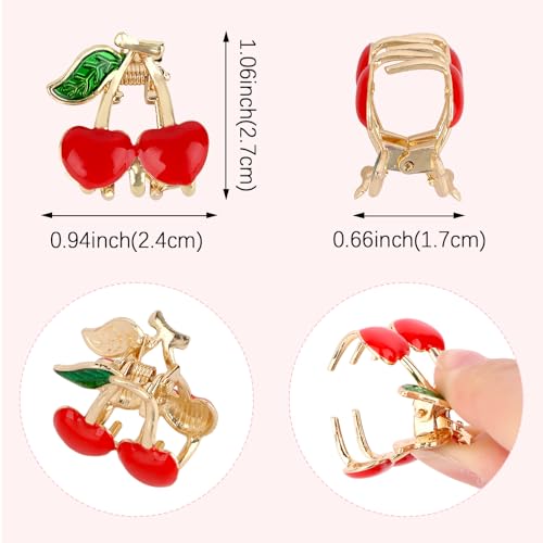 ANBALA 8Pcs Mini Cherry Metal Claw Clips for Women and Girls