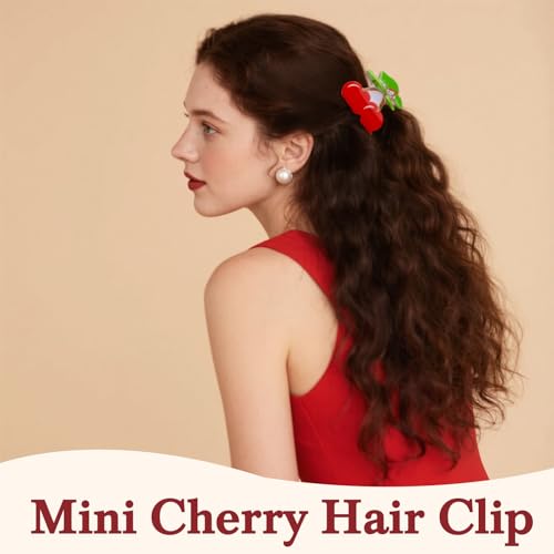 AMCAMI Cherry Hair Claw Clips 2 Pack Non Slip Small Fruit Hair Accessories