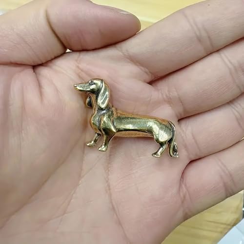 Mokuanza Solid Brass Dachshund Figurine - Vintage Desk Dog Ornament