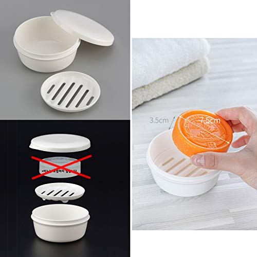 LENITH Portable Travel Soap Case - Round White Waterproof Soap Holder Box