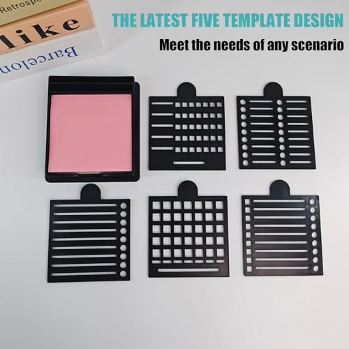 Dukaka Sticky Note Holder with 5 Stencils for 3x3 Inch Notes - Black