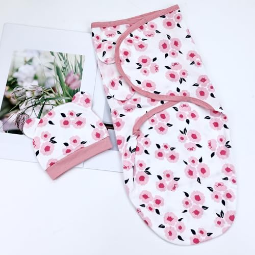 Dizila Set 3 Adjustable Cotton Blend Baby Swaddle Blanket & Hat