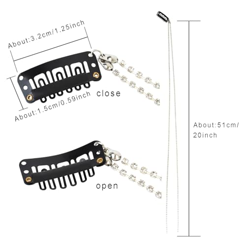 Rhinestone Hair Chains Silver Clip-In Tassel Hair Jewelry 2 Pcs